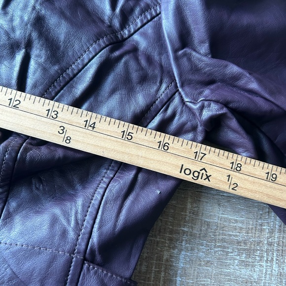 ▶️ Blanc Noir Women’s S Purple Moto Jacket Vegan Leather Full Zip Pockets NEW - Picture 6 of 16